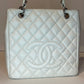 CHANEL WHITE CAVIER PETIT SHOPPING TOTE