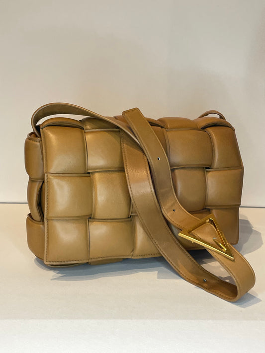 BOTTEGA VENETA CARAMEL PADDED CASSETTE BAG