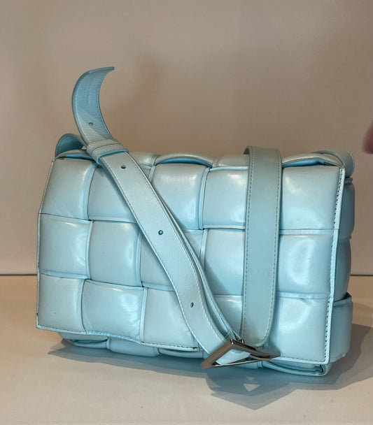 BOTTEGA VENETA PALE BLUE PADDED CASSETTE BAG