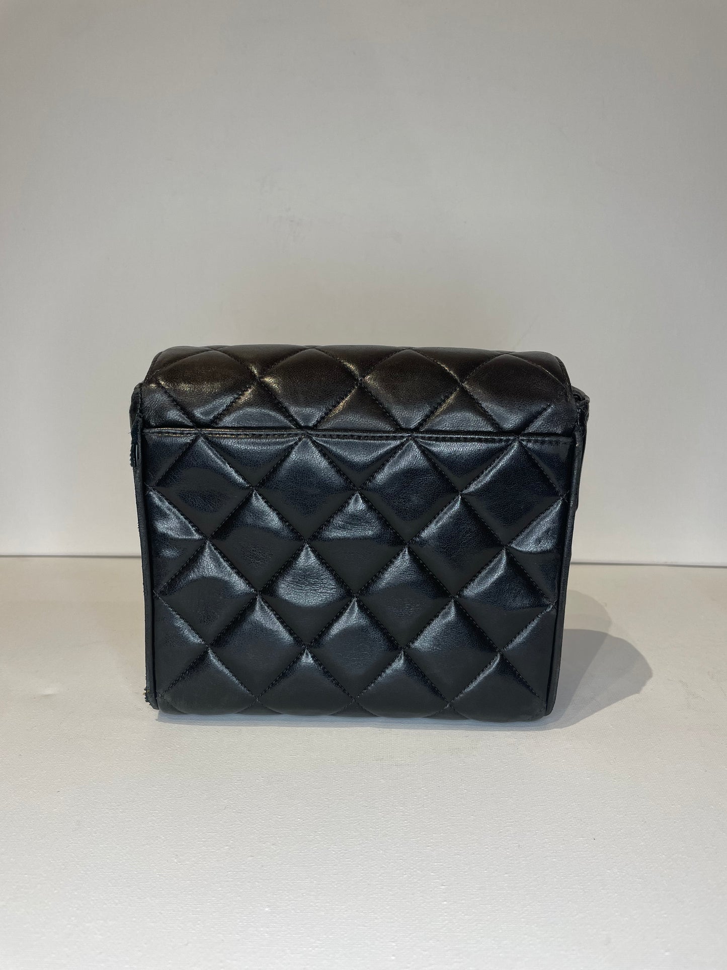 CHANEL 1994 BLACK LAMBSKIN LEATHER SMALL CC CROSSBODY SHOULDER FLAP BAG