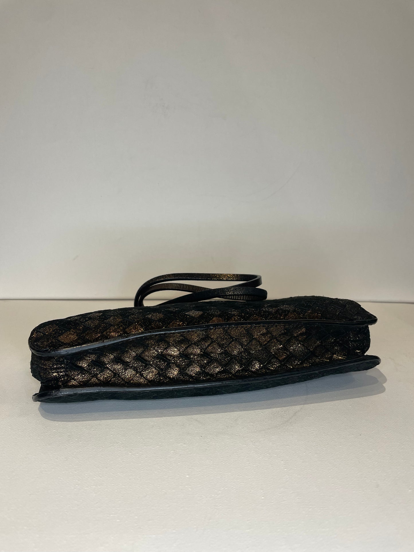 BOTTEGA VENETA INTERCCIATO GOLD/BLACK MINI BAG