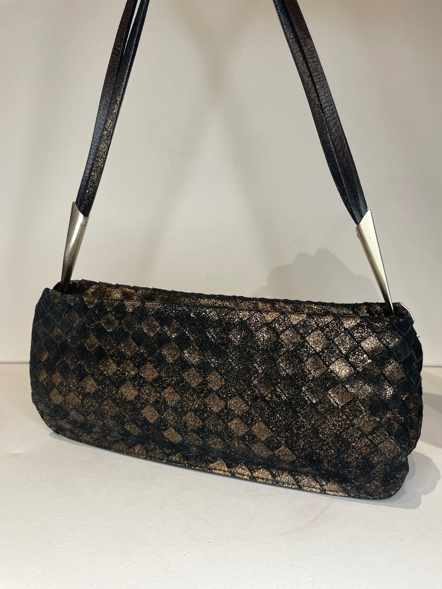 BOTTEGA VENETA INTERCCIATO GOLD/BLACK MINI BAG