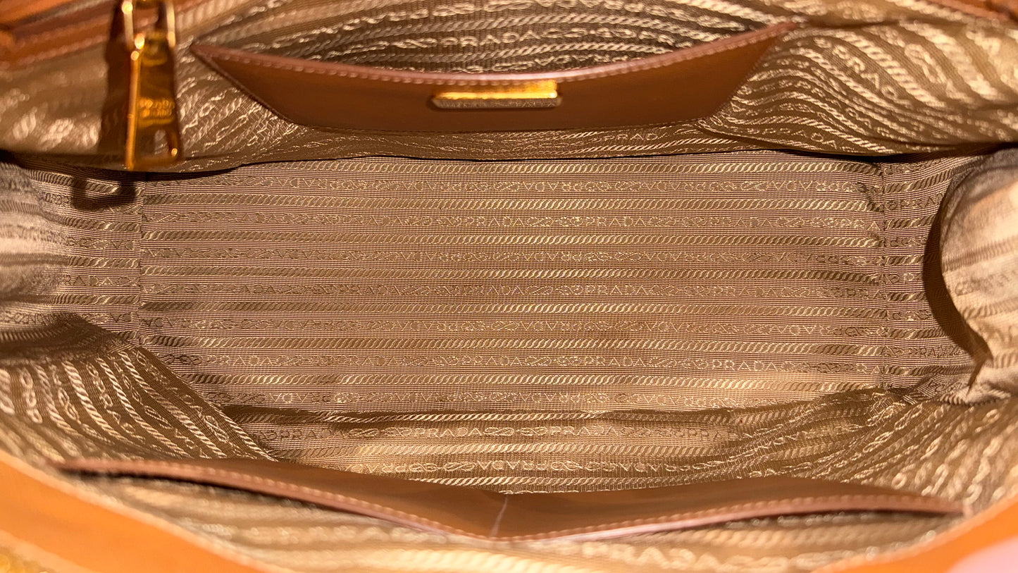 PRADA LUX LEATHER GALLERIA DOUBLE ZIP BAG