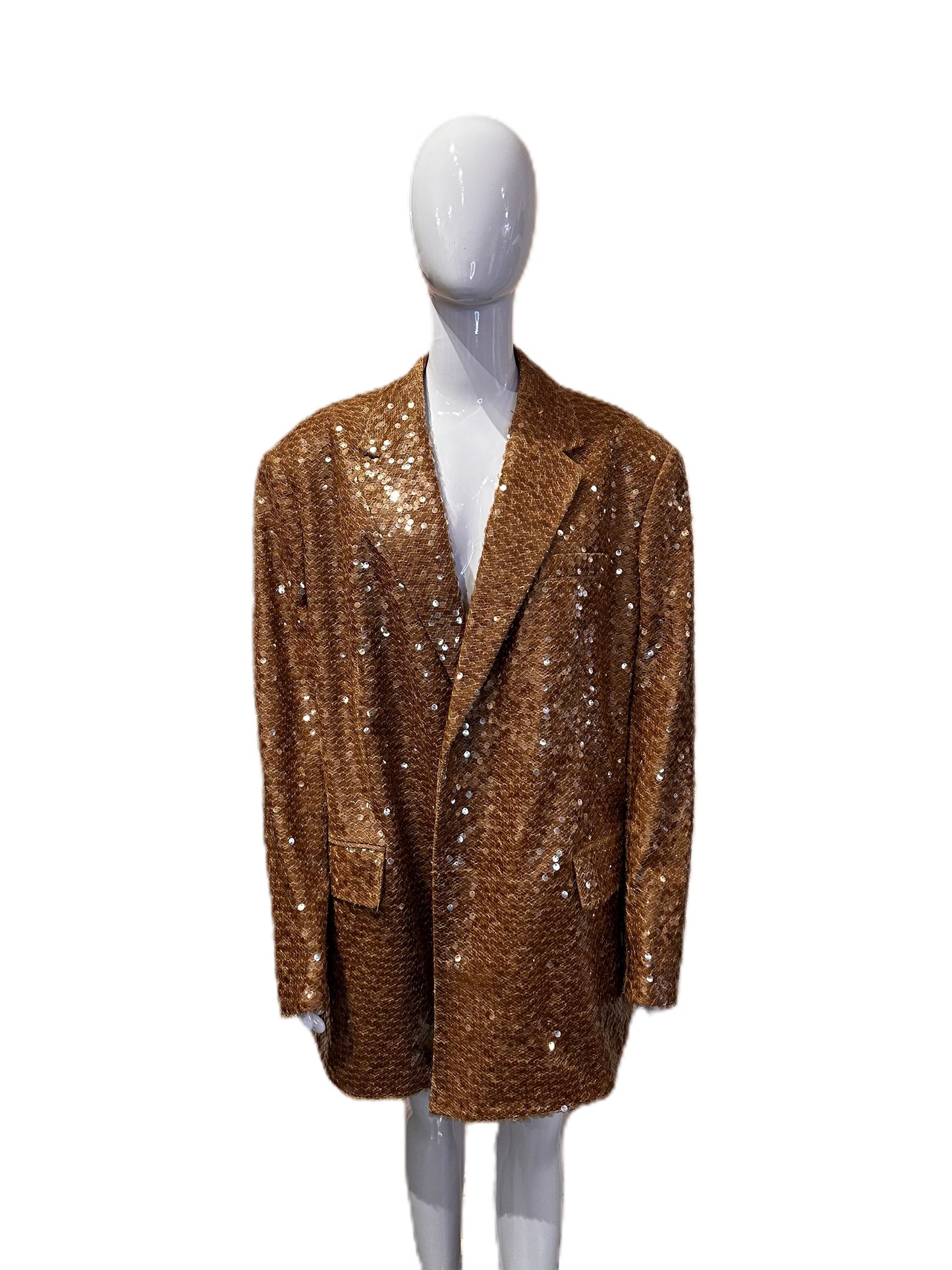 ANNAKIKI SS21 BROWN SEQUIN OVERSIZED BLAZER