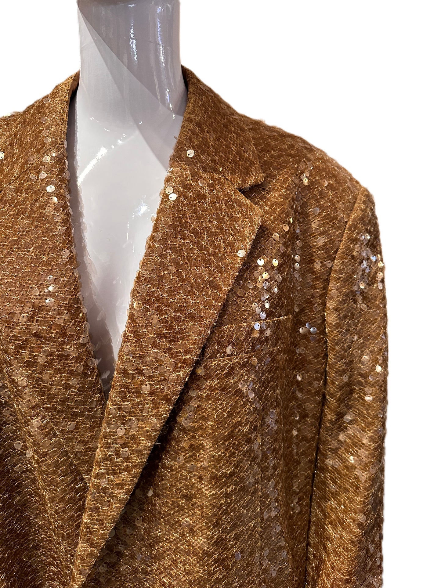 ANNAKIKI SS21 BROWN SEQUIN OVERSIZED BLAZER