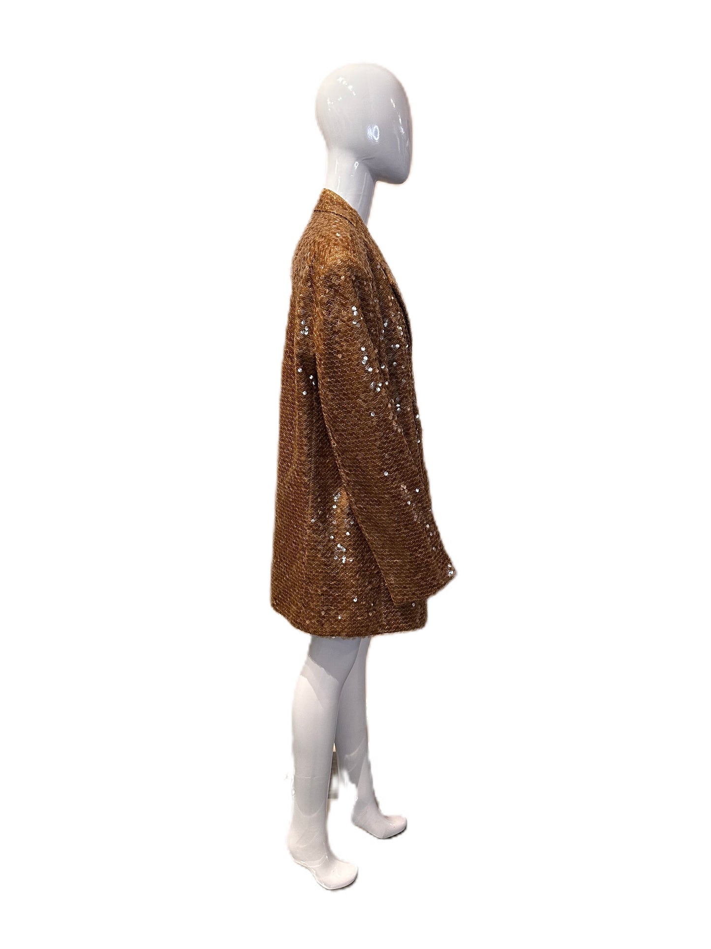 ANNAKIKI SS21 BROWN SEQUIN OVERSIZED BLAZER