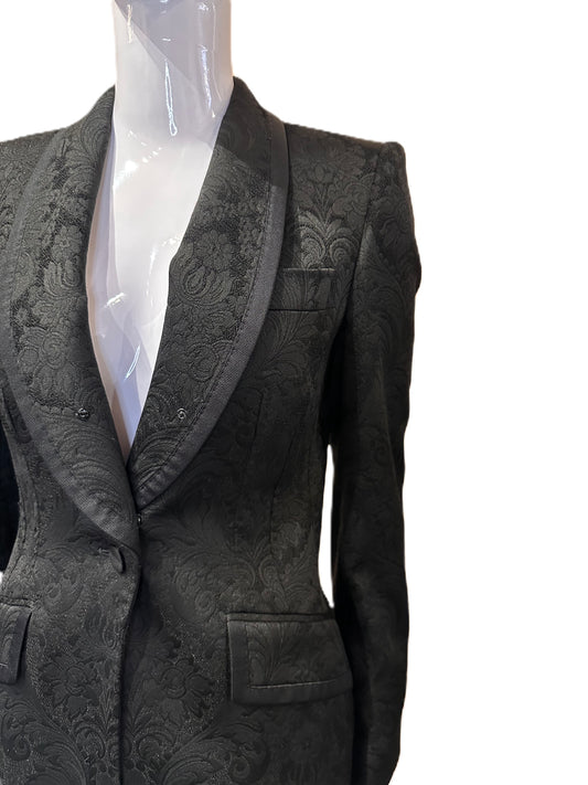 DOLCE AND GABBANA BLACK SHAWL LAPEL BROCADE BLAZER A/W 18