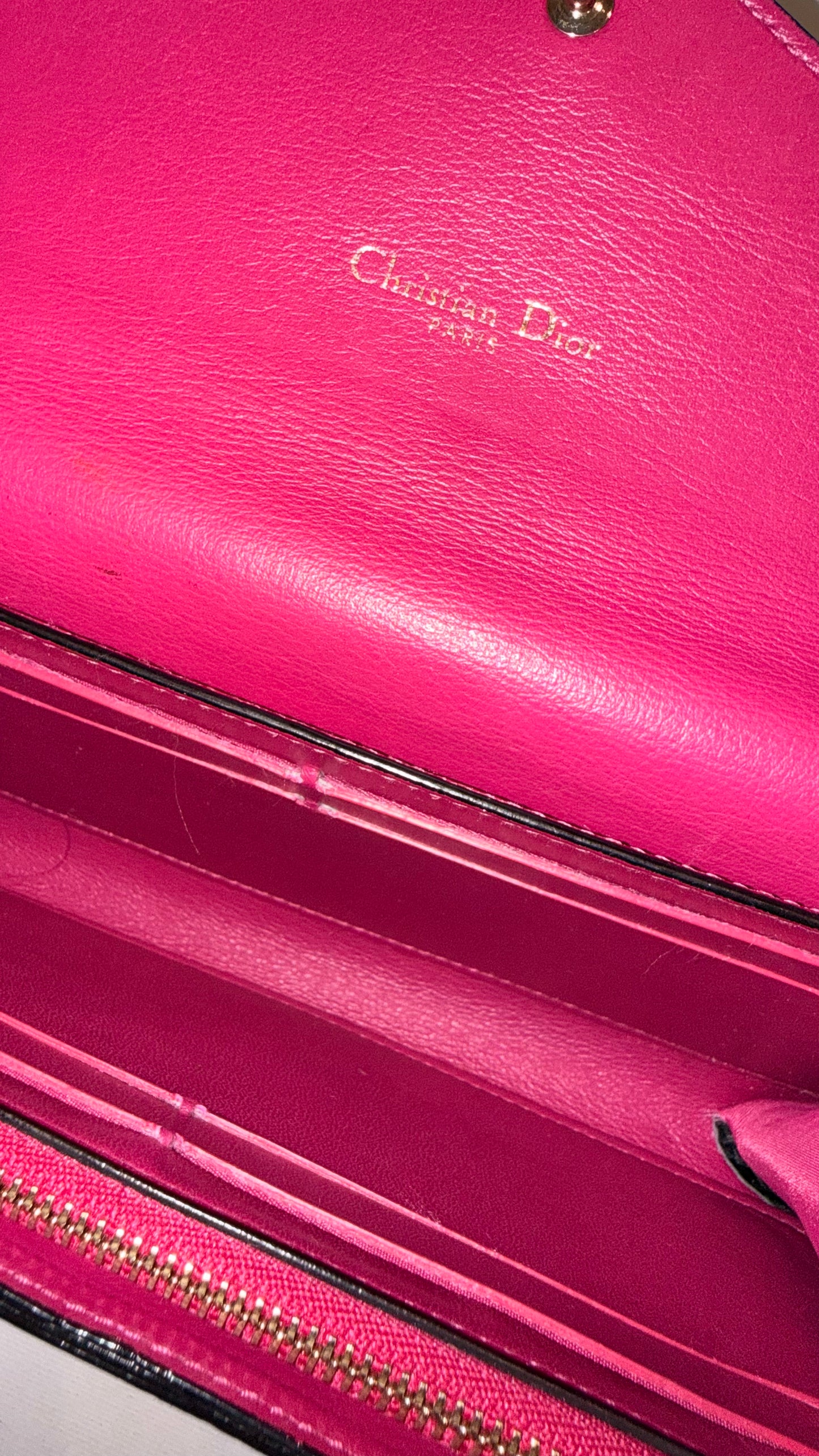 Christian Dior Black Leather Wallet with charm