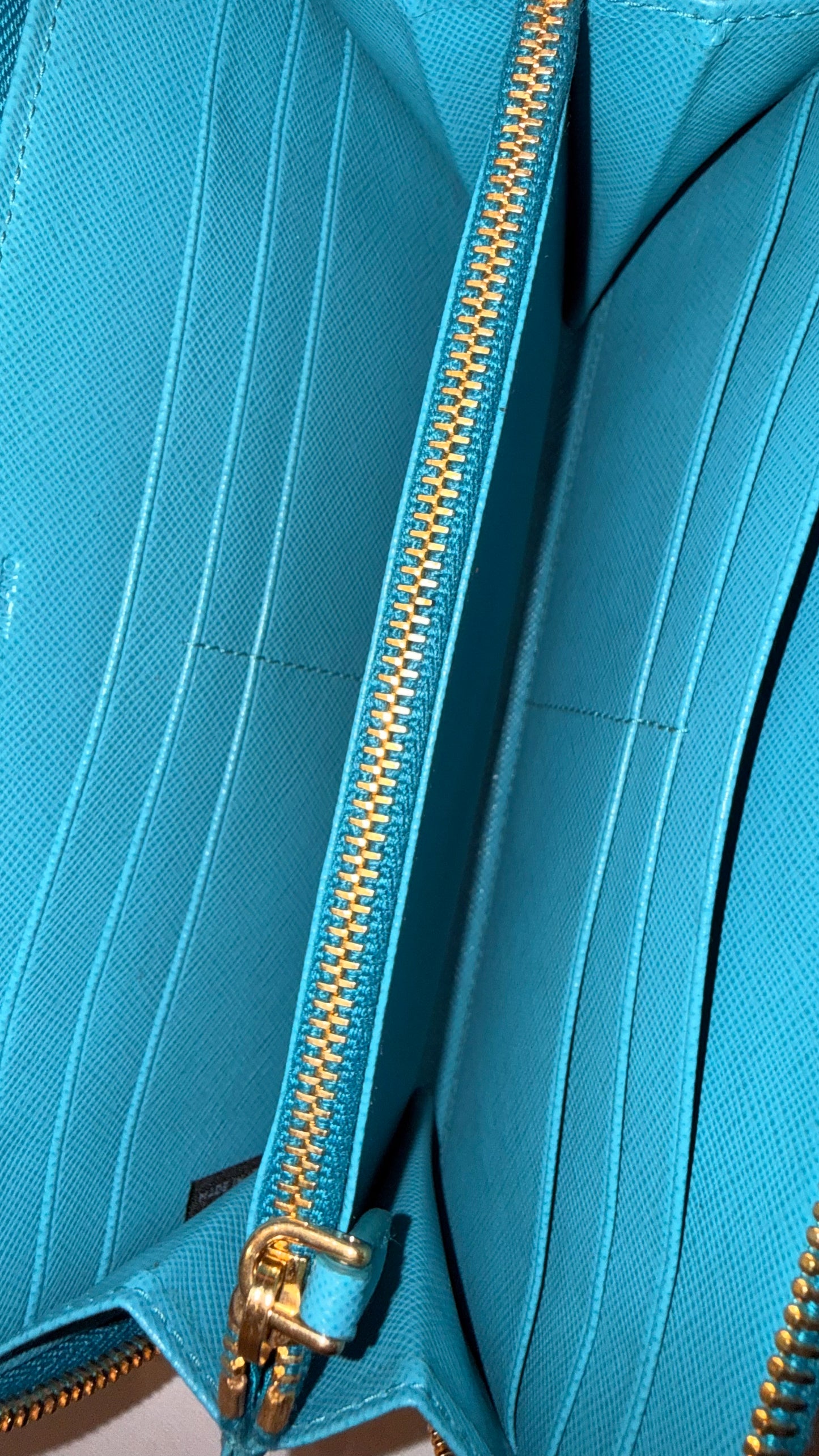PRADA TURQUOISE SAFFIANO LEATHER WALLET