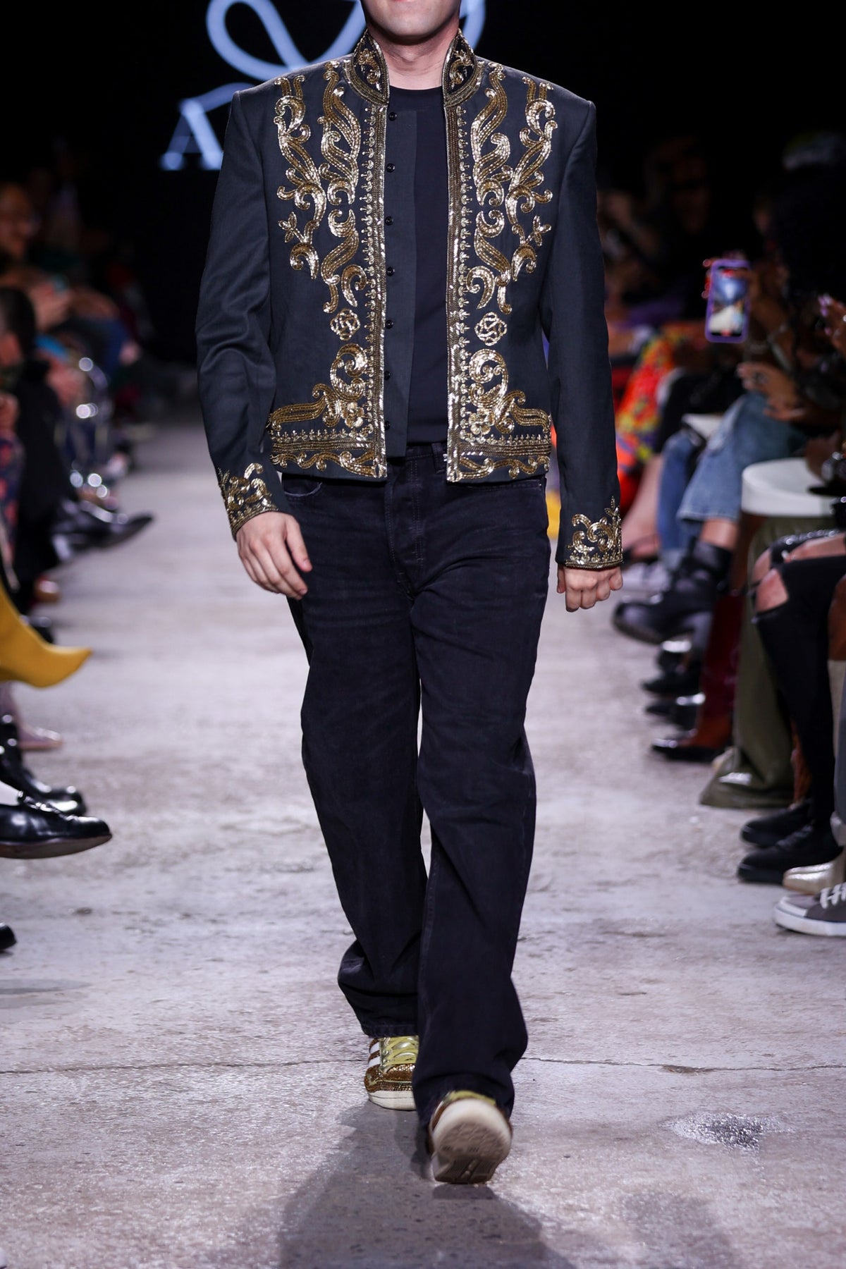 ALI HAIDER COUTURE 80'S MJ MENS JACKET IN GOLD - SIZE MEDIUM