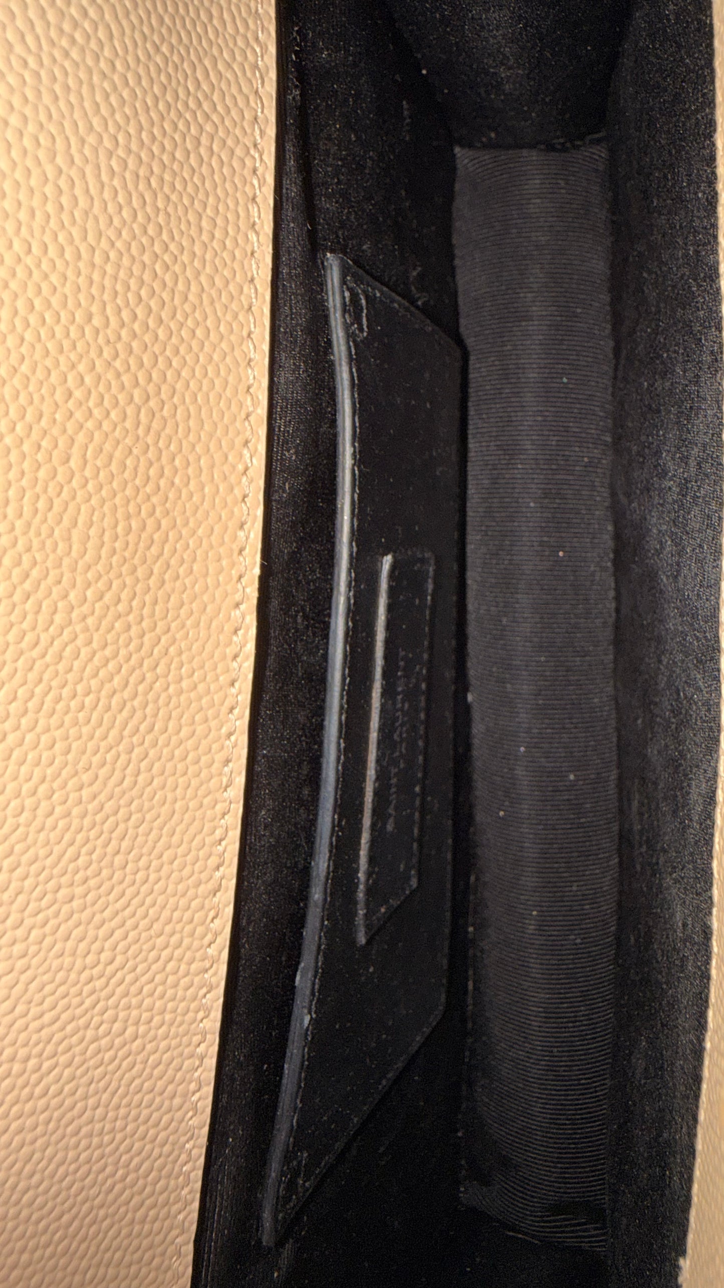 Saint Laurent Beige Grain de Poudre Monogram Clutch