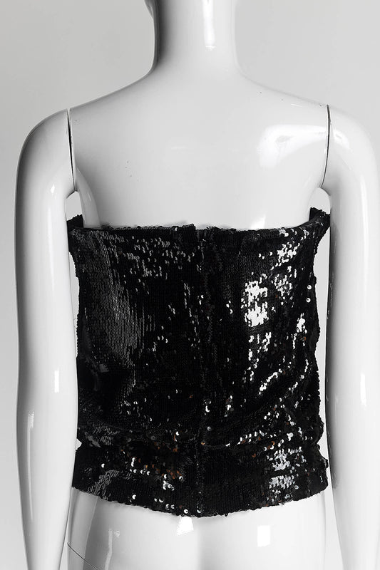 Isabel Marant Black Sequin Bustier T0