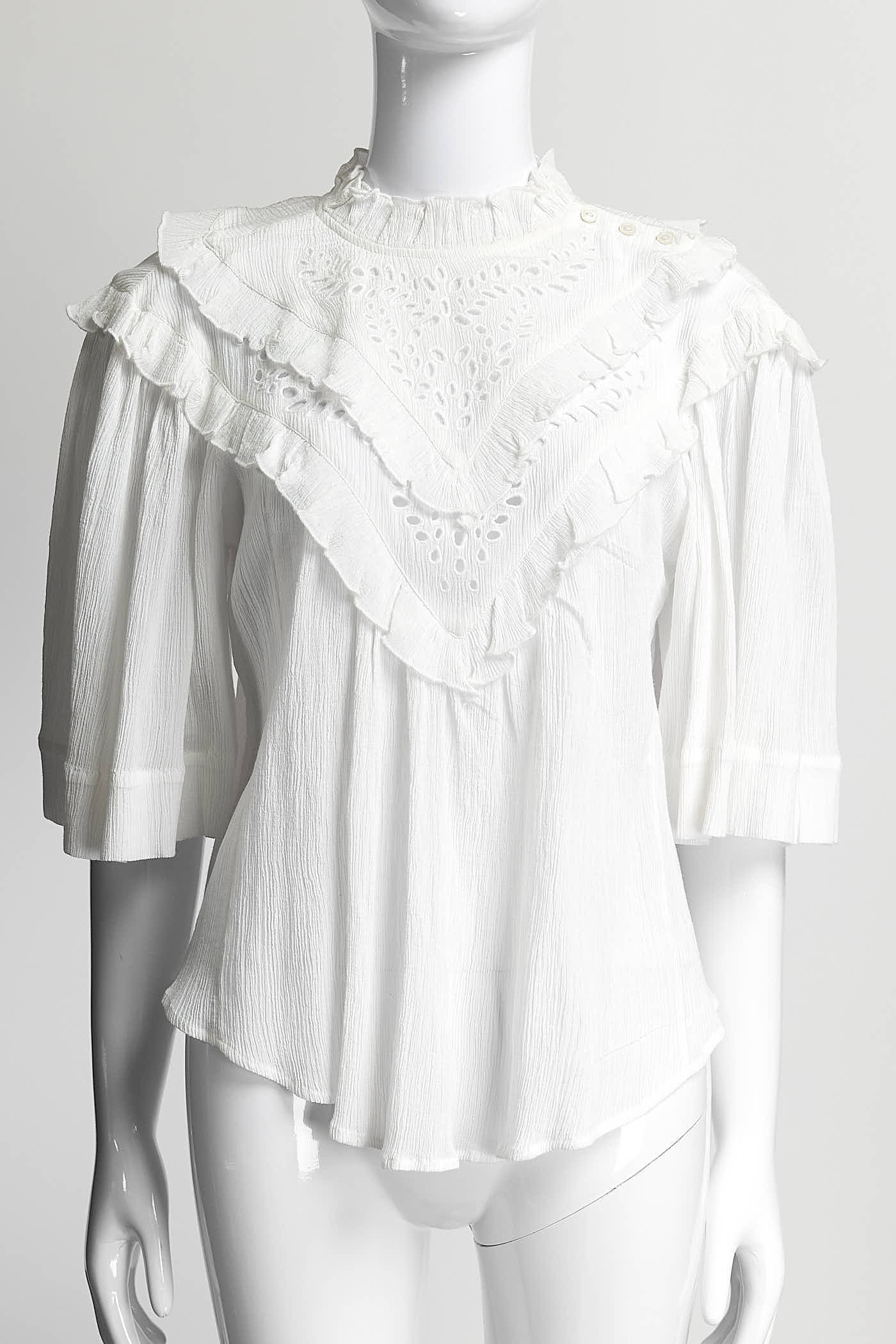 Isabel Marant ÈTOILE White Embroidered Cotton Blouse 40