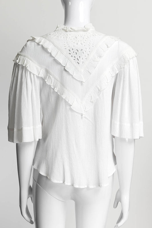Isabel Marant ÈTOILE White Embroidered Cotton Blouse 40