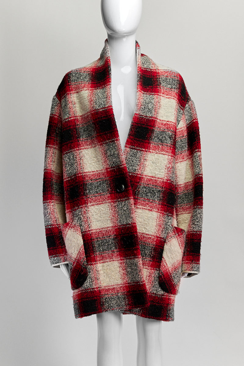 Isabel Marant Red Plaid Coat IT 40