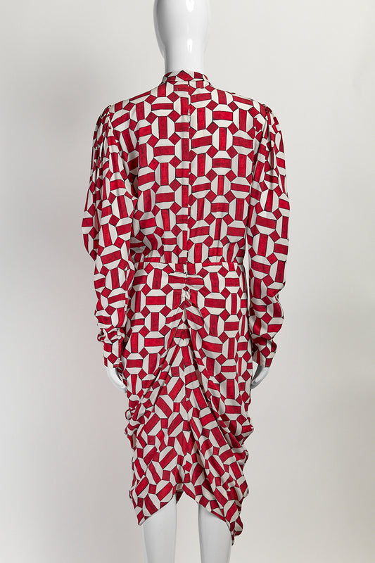 Isabel Marant Red and White Patterned Dress FR40 IT44