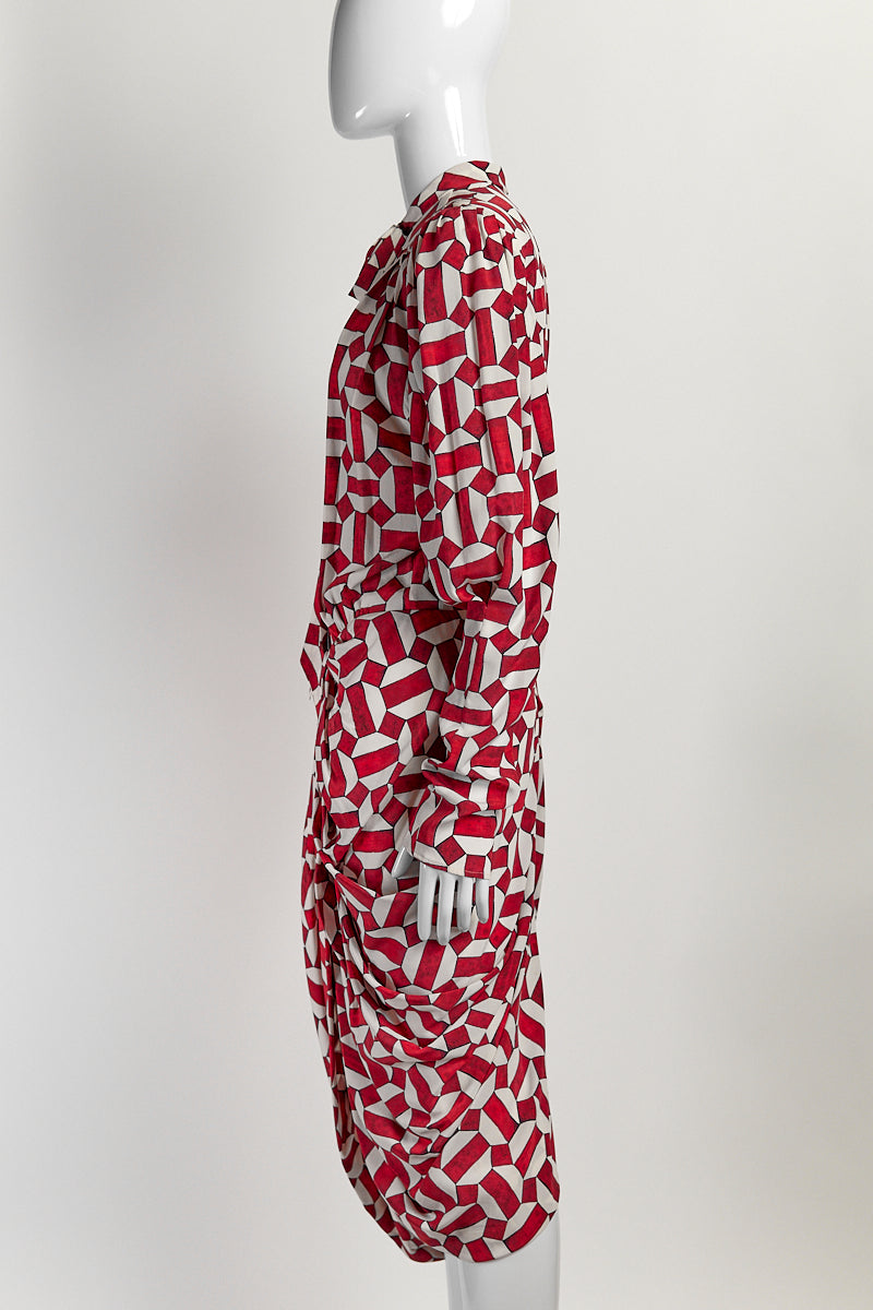 Isabel Marant Red and White Patterned Dress FR40 IT44