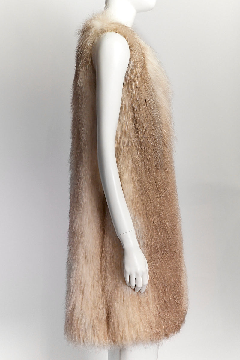 J.Mendel Beige Fur Mid-Length Vest M