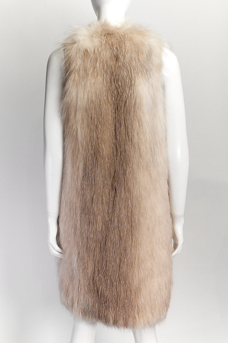 J.Mendel Beige Fur Mid-Length Vest M