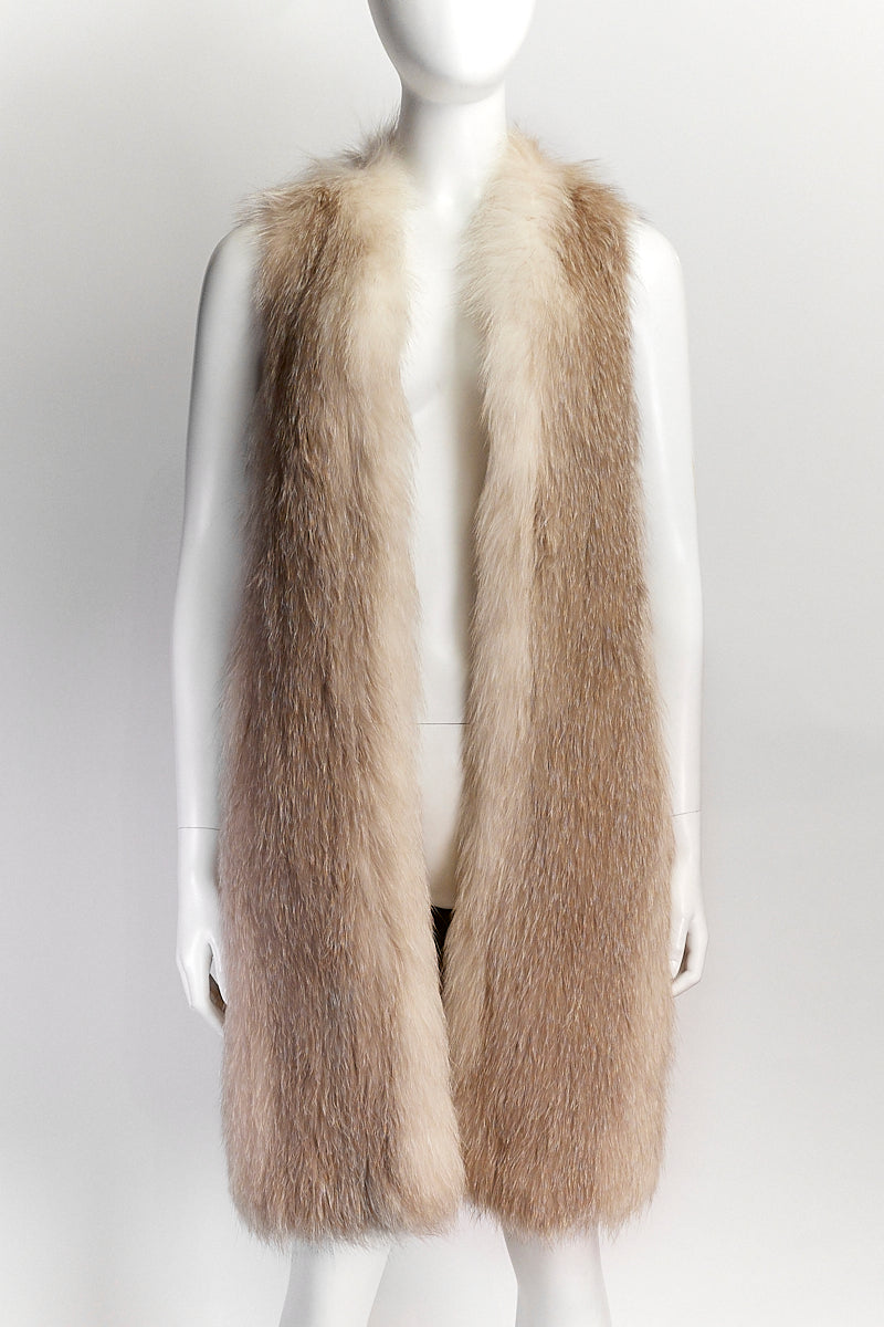 J.Mendel Beige Fur Mid-Length Vest M