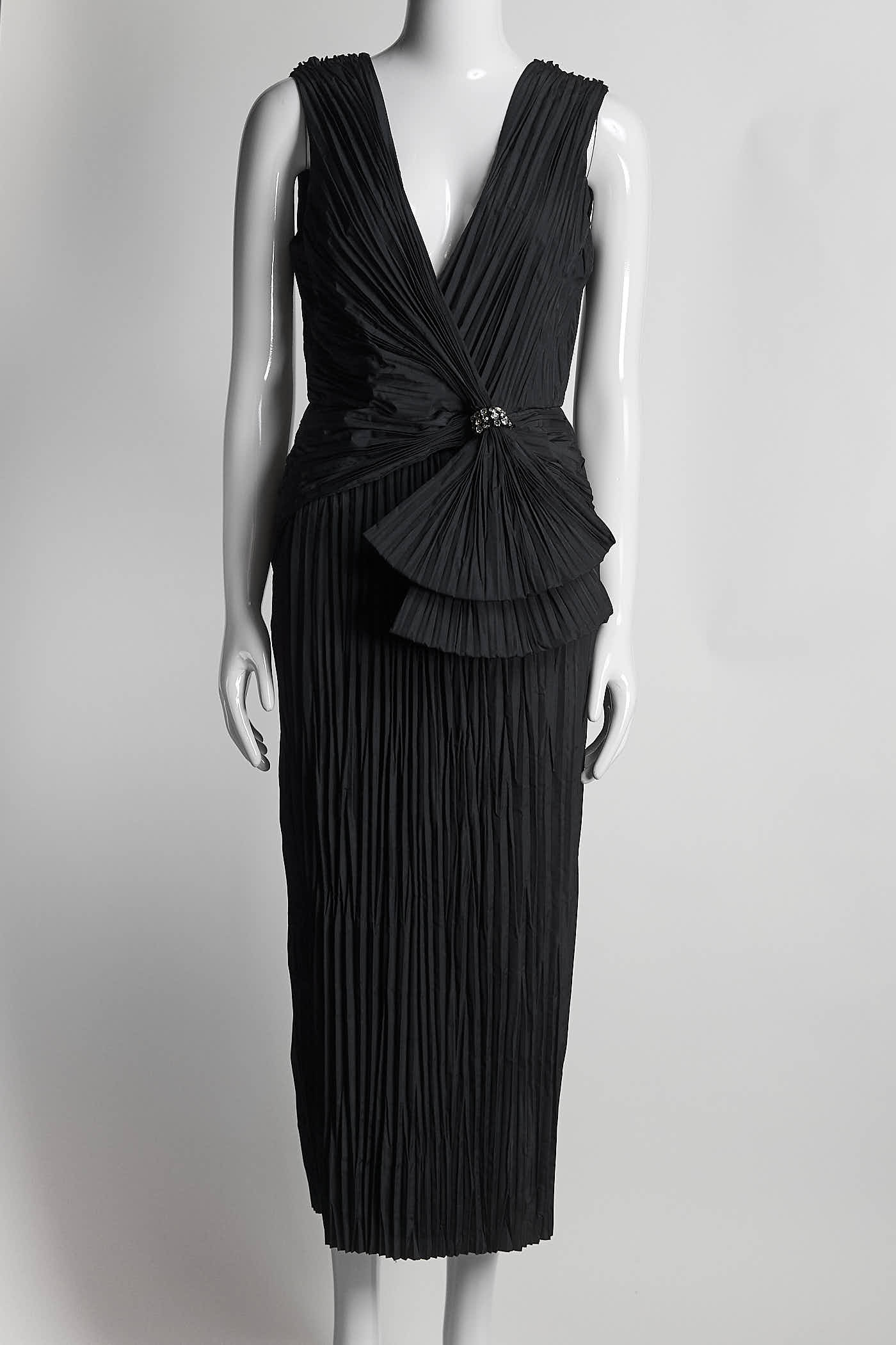 JASON WU COLLECTION PLEATED V-NECK COCKTAIL DRESS