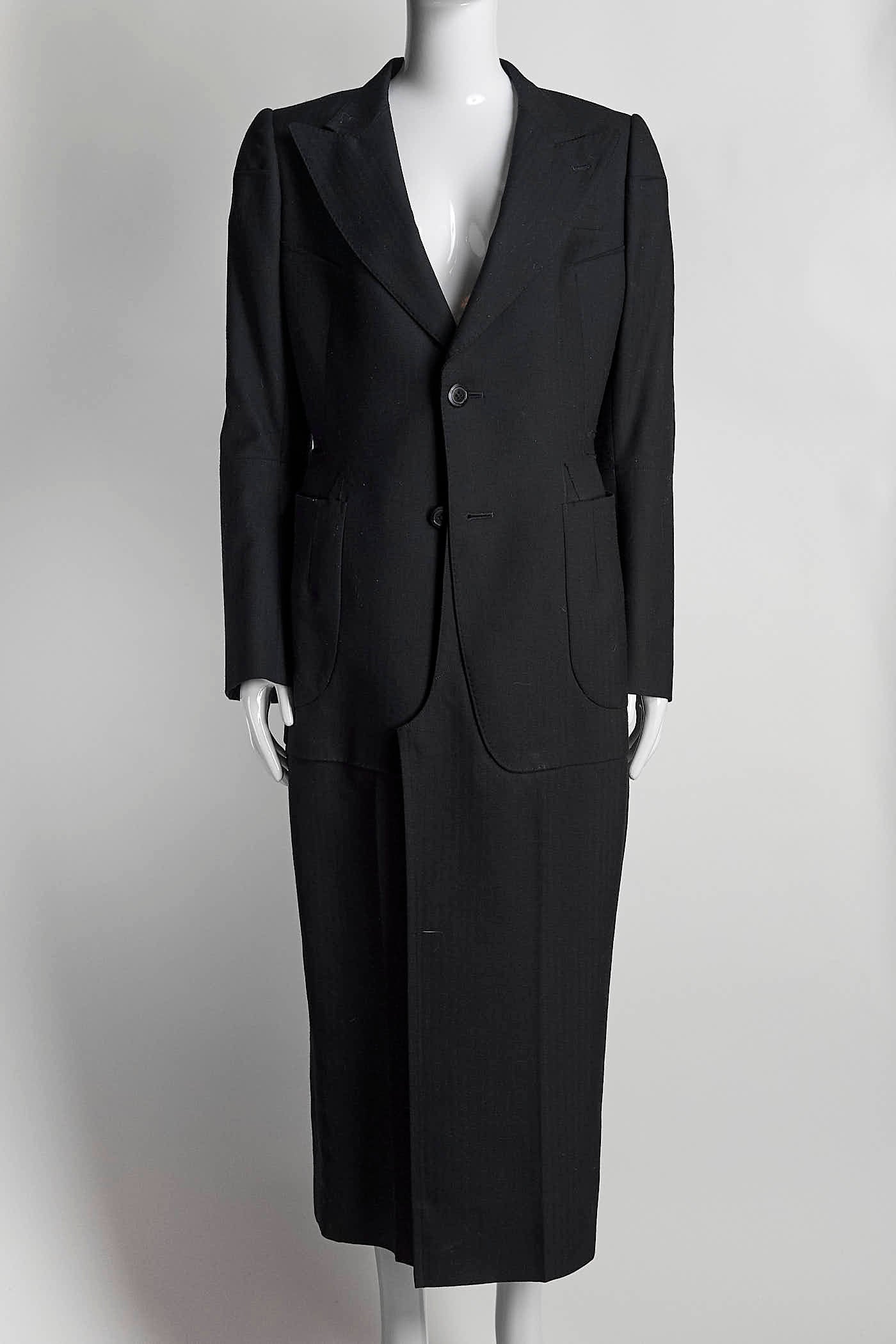 JUNYA WATANABE Comme Des Garçons Black Striped Coat L