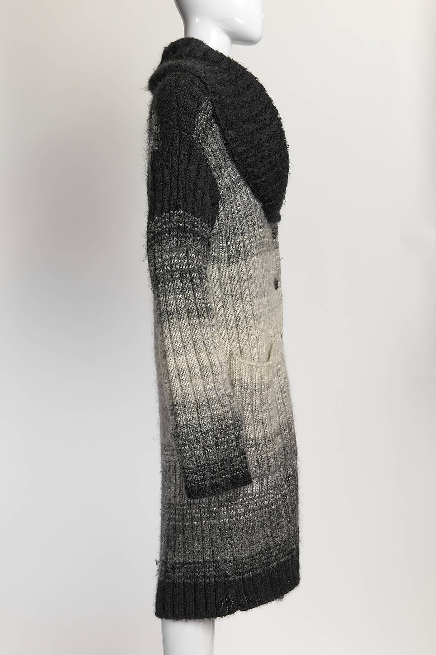 Jean Paul Gaultier Grey/Cream Striped Cardigan M