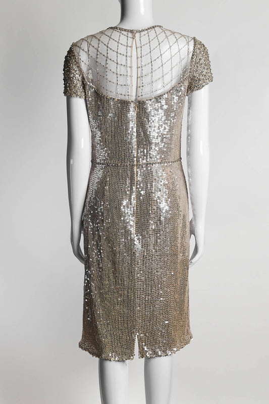 Jenny Packham Sequined Dress in Gold 8