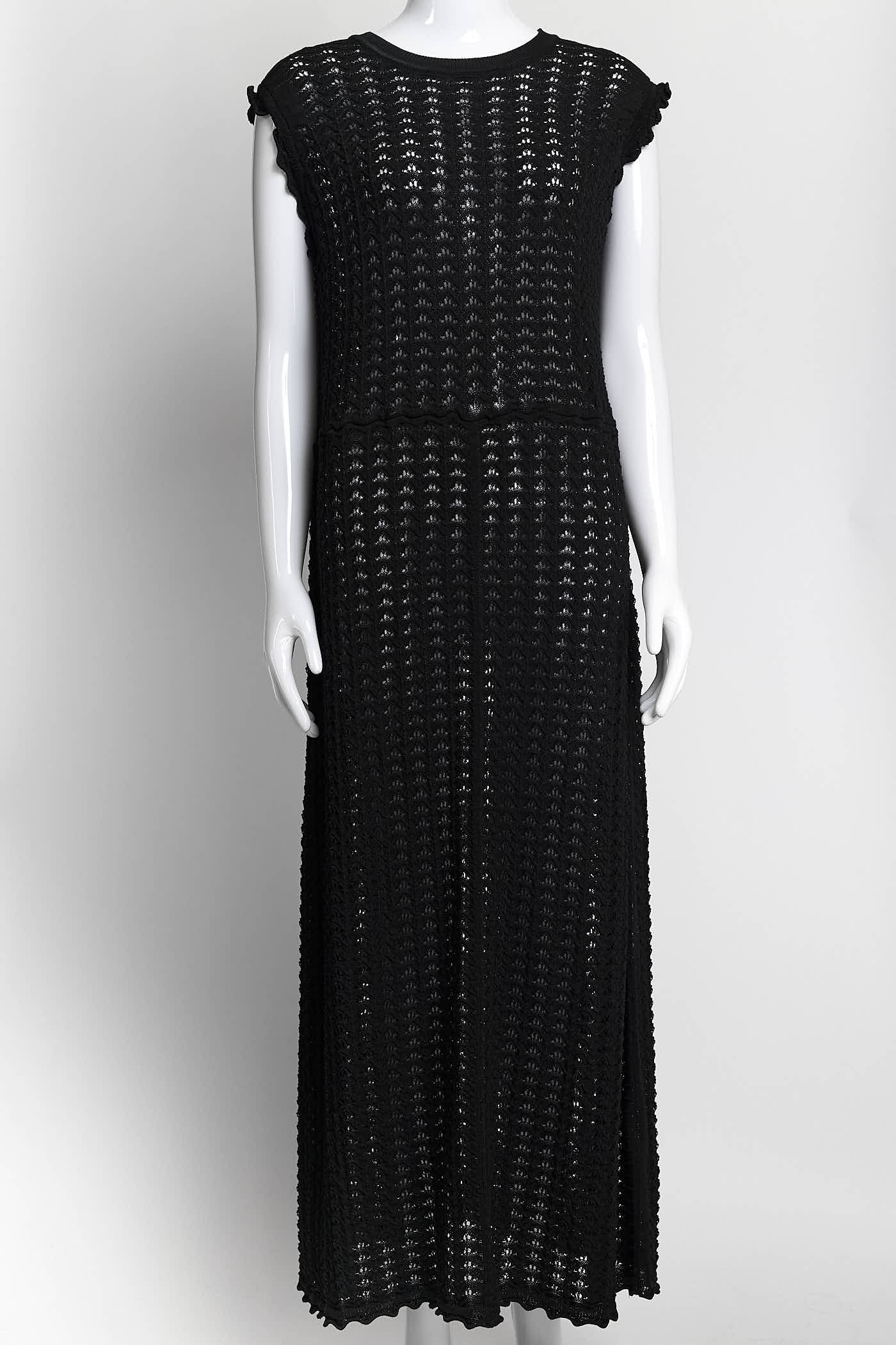 Jil Sander Black Kint Long Dress 36