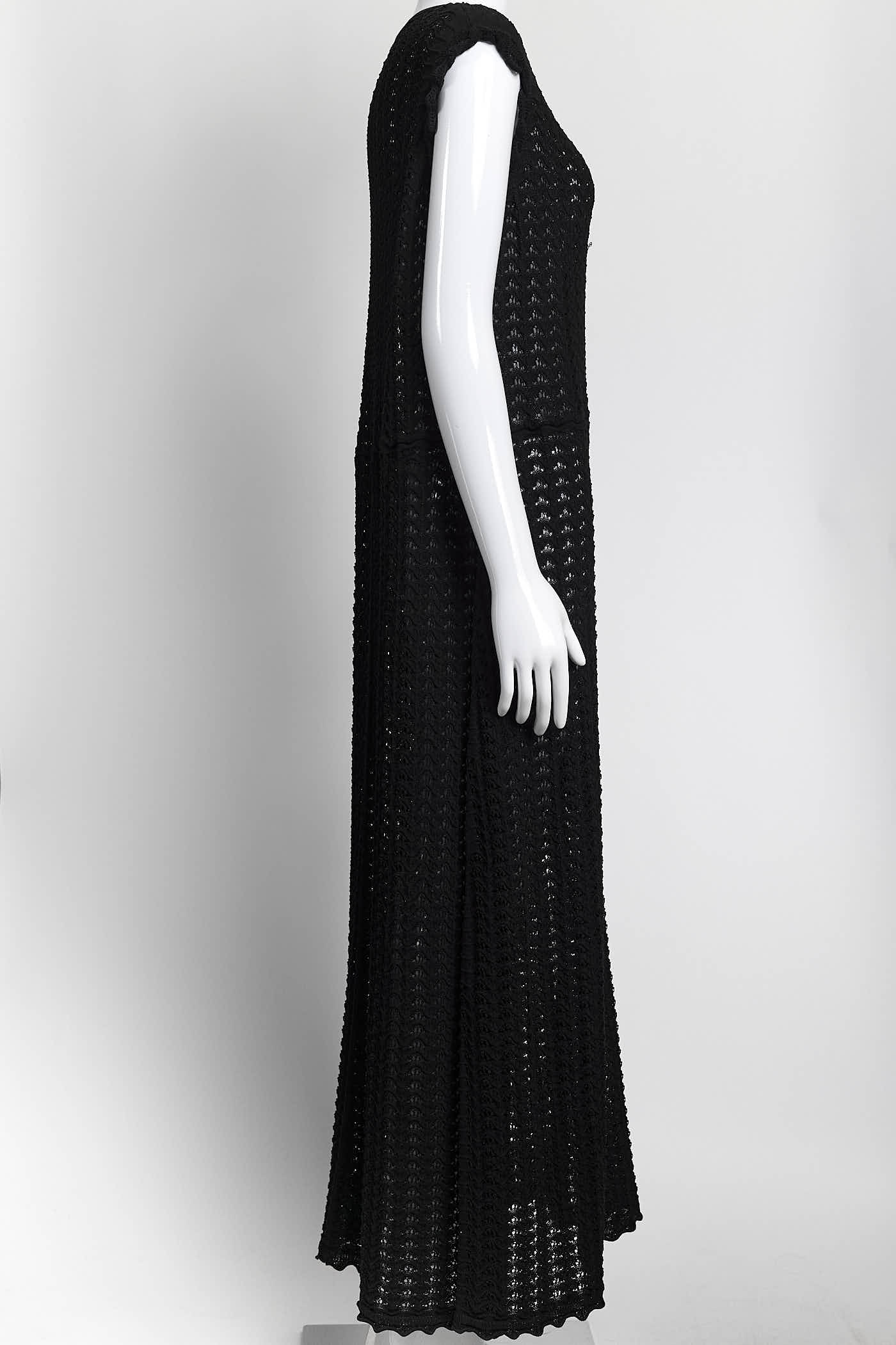 Jil Sander Black Kint Long Dress 36