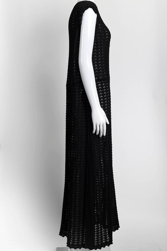 Jil Sander Black Kint Long Dress 36