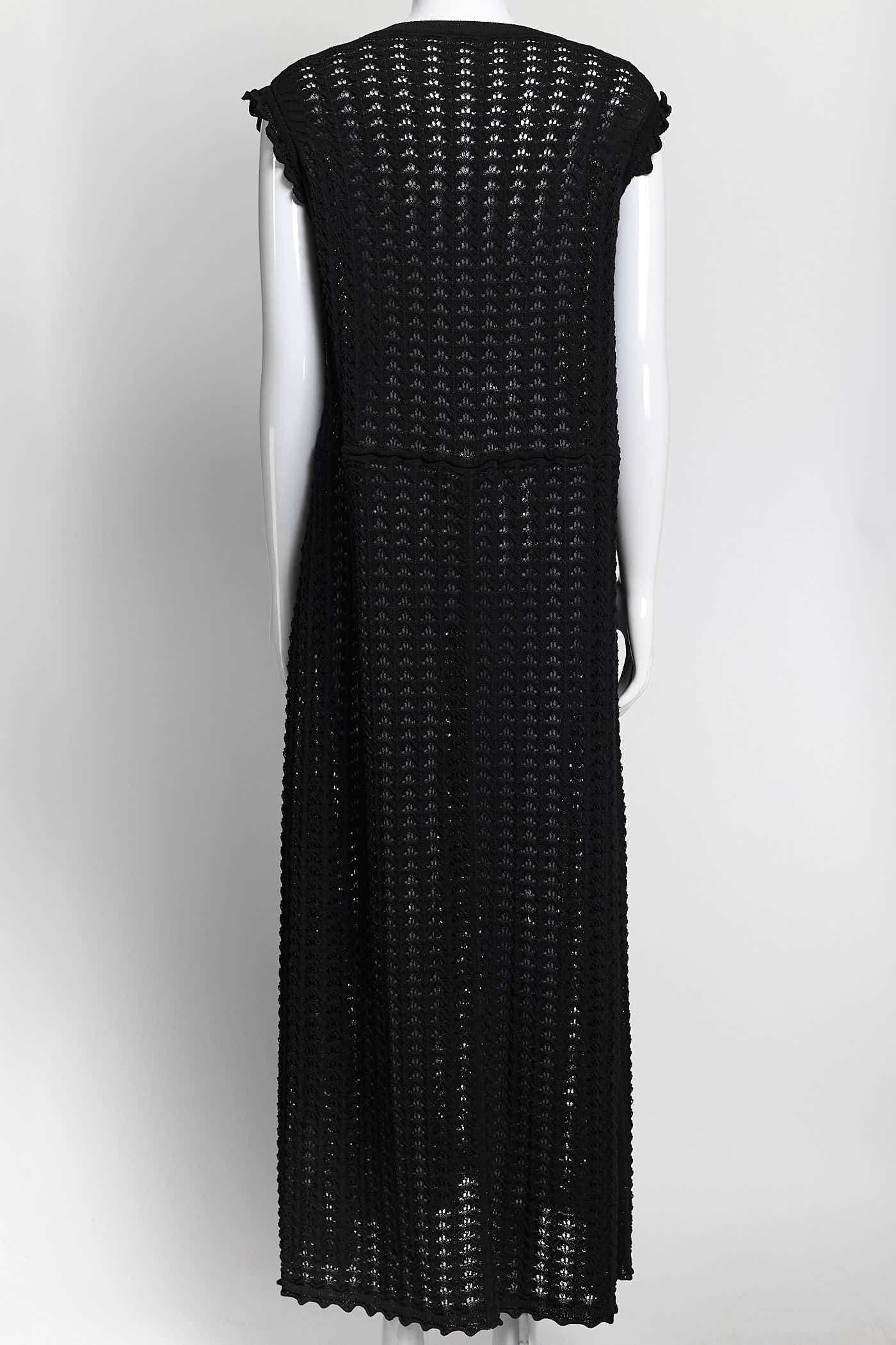 Jil Sander Black Kint Long Dress 36