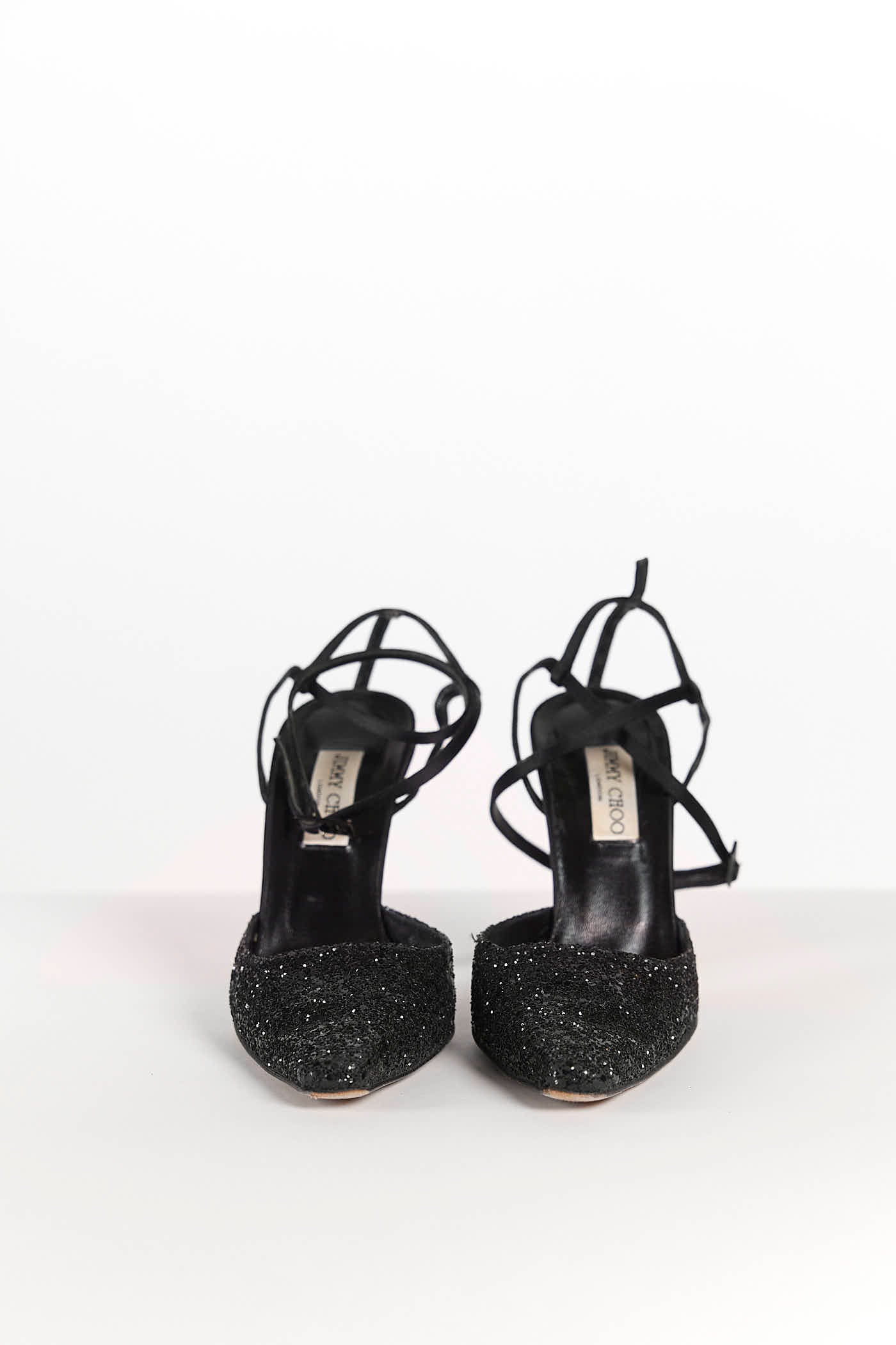 Jimmy Choo Glitter Black with Square Toe/Slingback 40