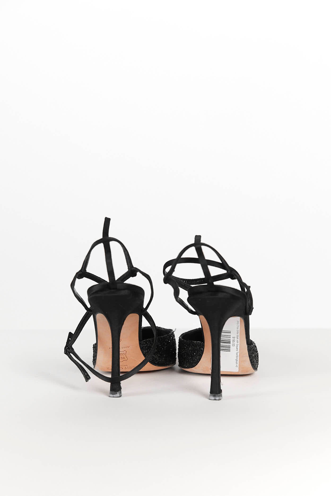 Jimmy Choo Glitter Black with Square Toe/Slingback 40