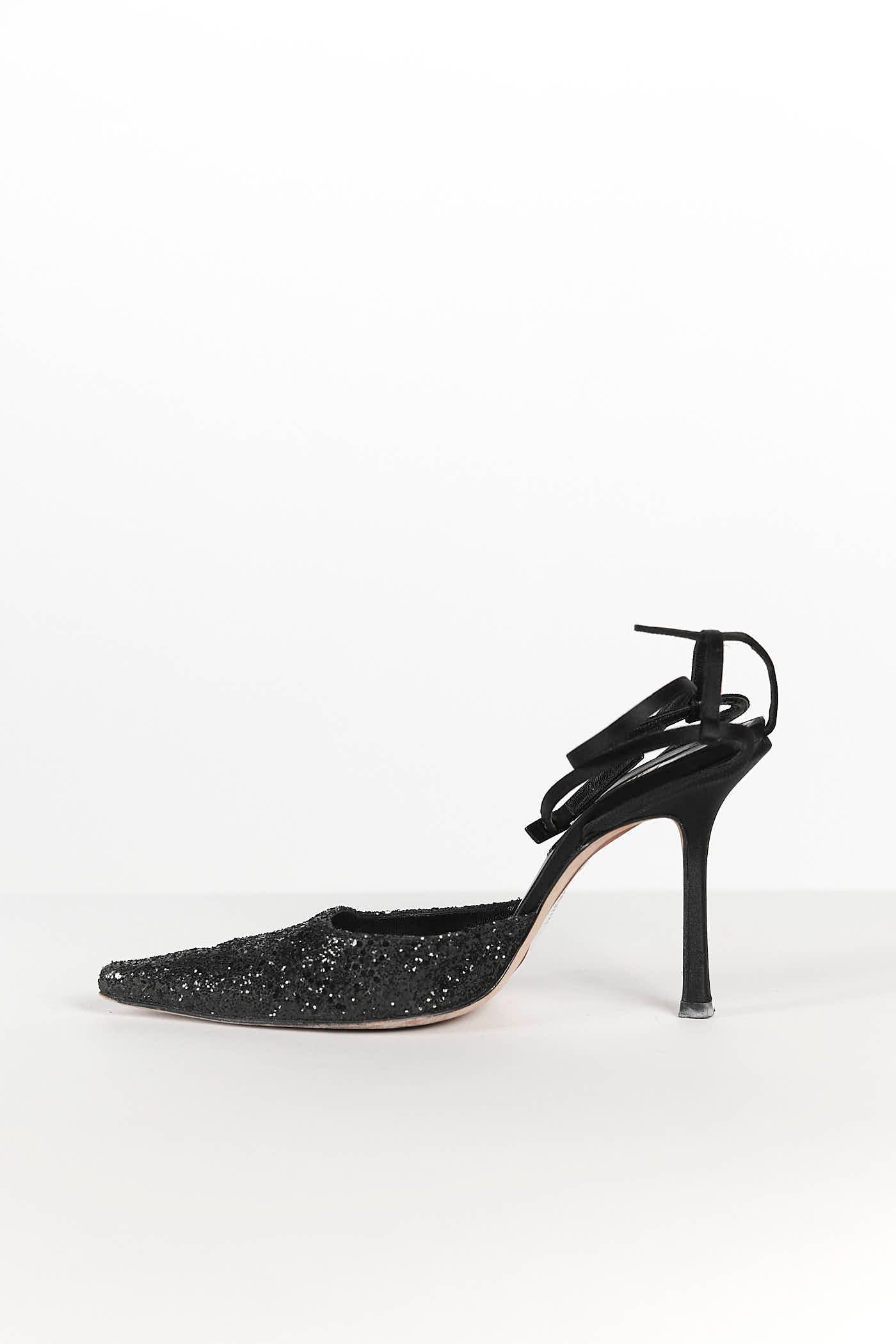 Jimmy Choo Glitter Black with Square Toe/Slingback 40