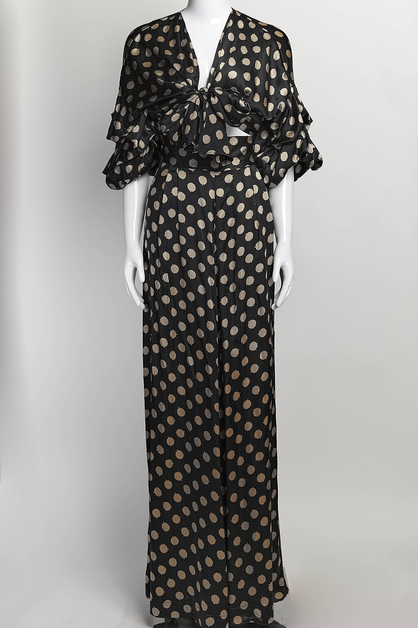 Johanna Ortiz Black/Gold Polk Dot Set XS