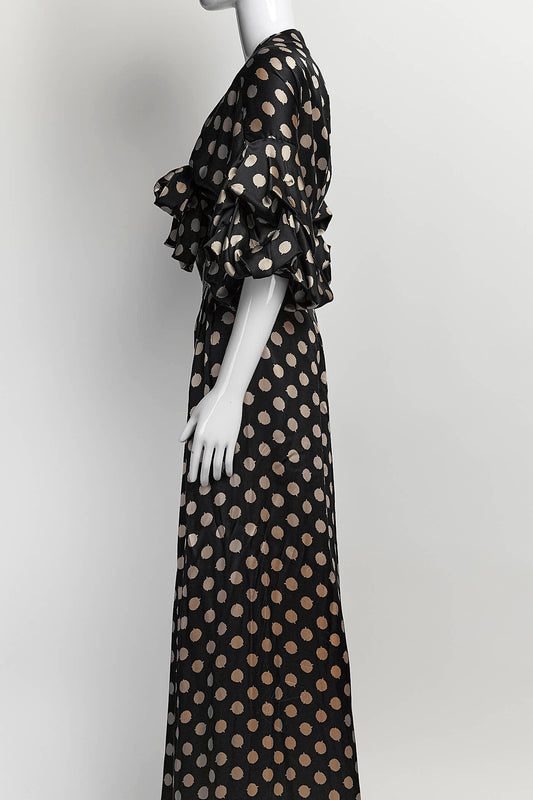 Johanna Ortiz Black/Gold Polk Dot Set XS