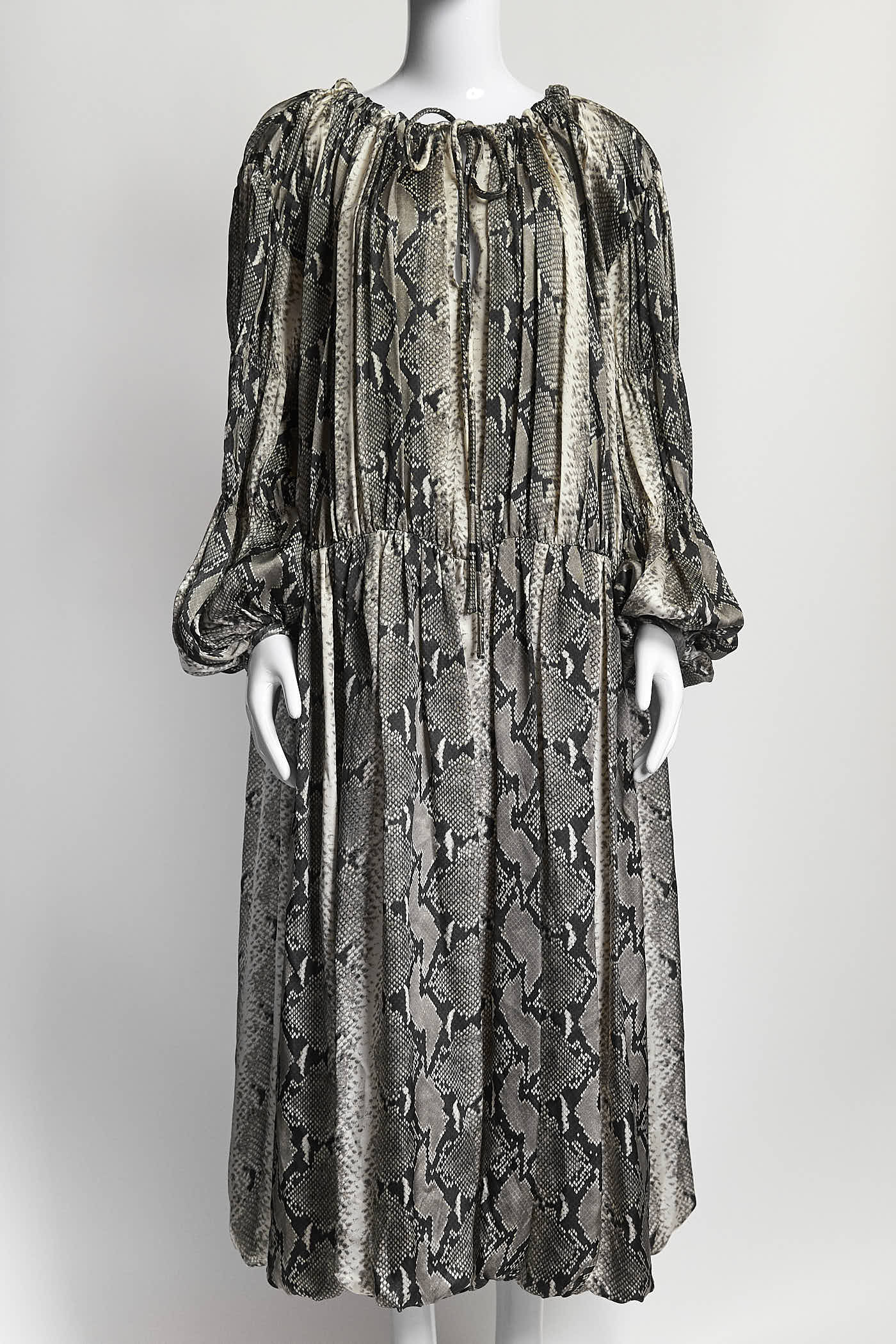 KHAITE Cole Snake-Print Cupro-Satin Midi Dress 8