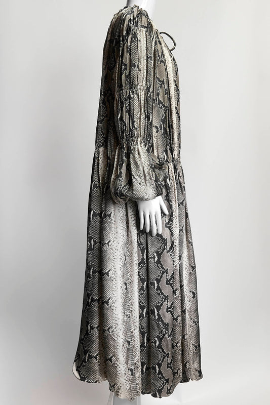 KHAITE Cole Snake-Print Cupro-Satin Midi Dress 8