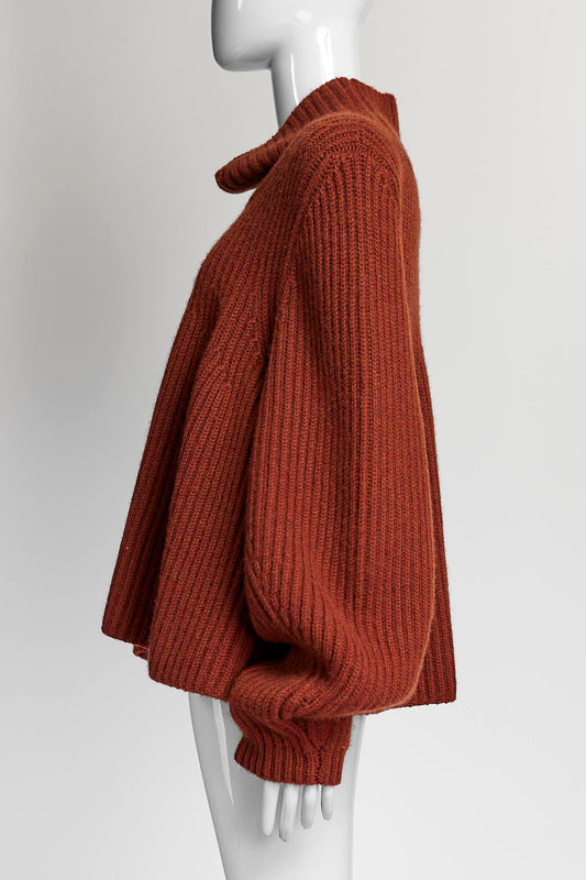 KHAITE Turtleneck Knitted Orange Sweater M