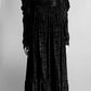 Kika Vargas Black Metallic Long Sleeve Ruched Dress M
