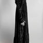 Kika Vargas Black Metallic Long Sleeve Ruched Dress M