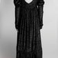 Kika Vargas Black Metallic Long Sleeve Ruched Dress M