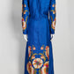 La DoubleJ Blue Long Sleeve Silk Floral Dress XS