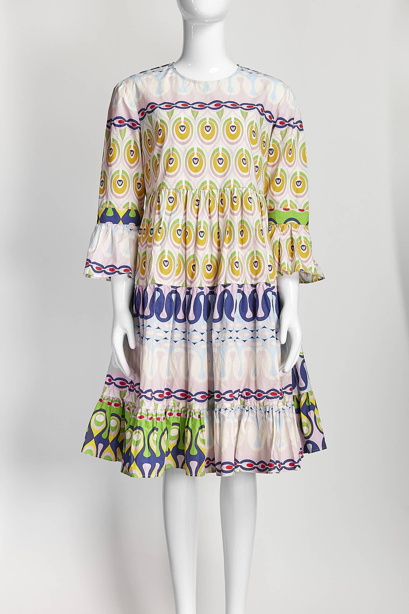 La DoubleJ Pink/ Blue Printed Midi Length Dress S