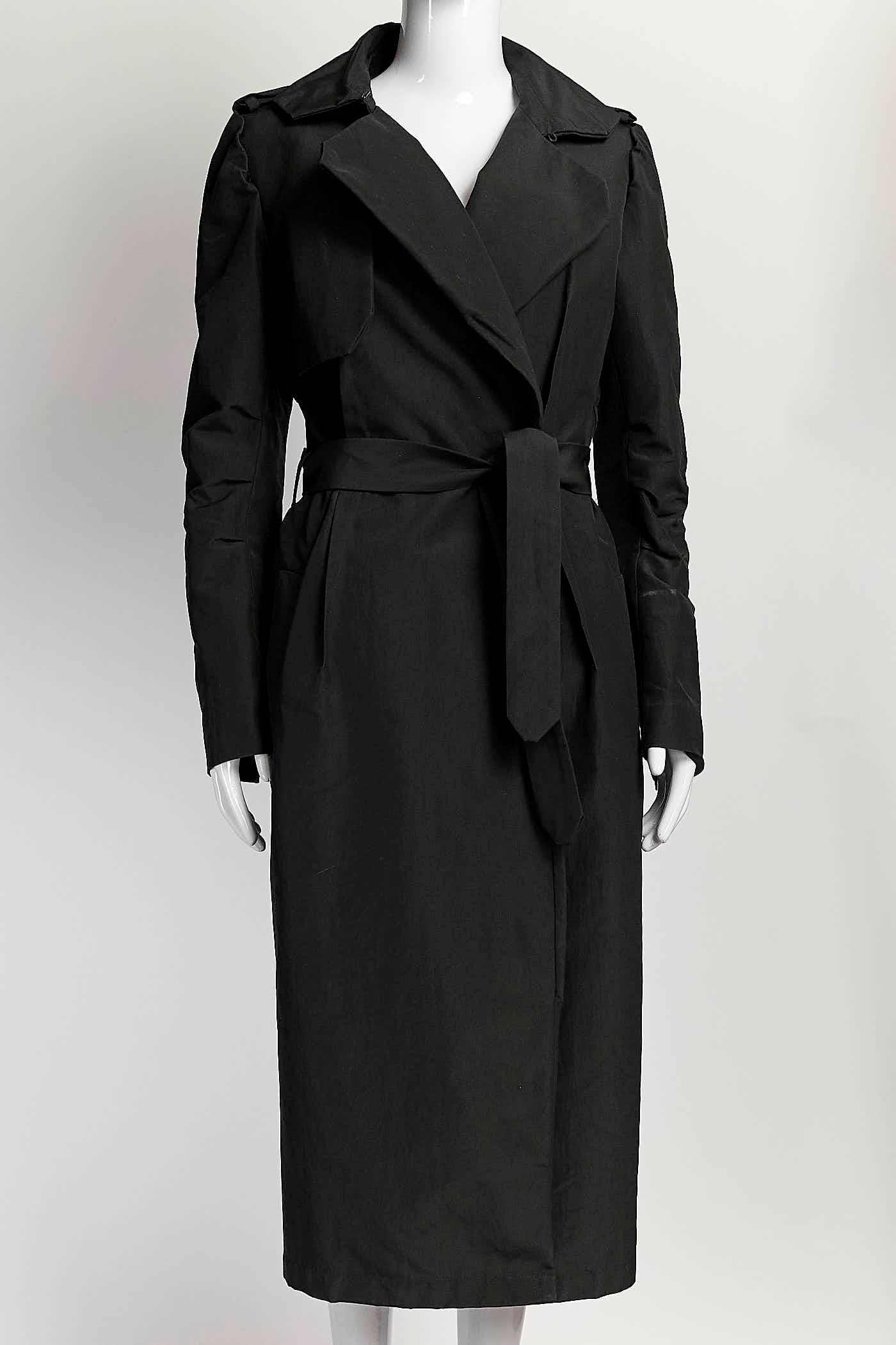 Lanvin Black Long Trench Coat 40