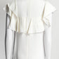 Lanvin Cream Sleeveless Ruffle Silk Blouse 36