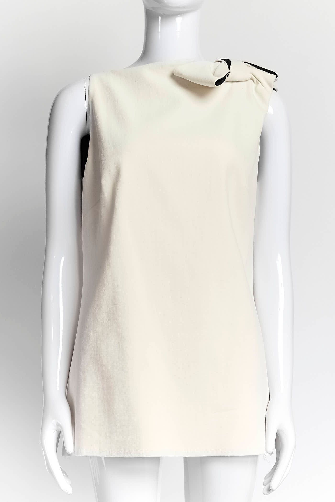 Lanvin Cream Sleeveless Top with Bow Detail 40
