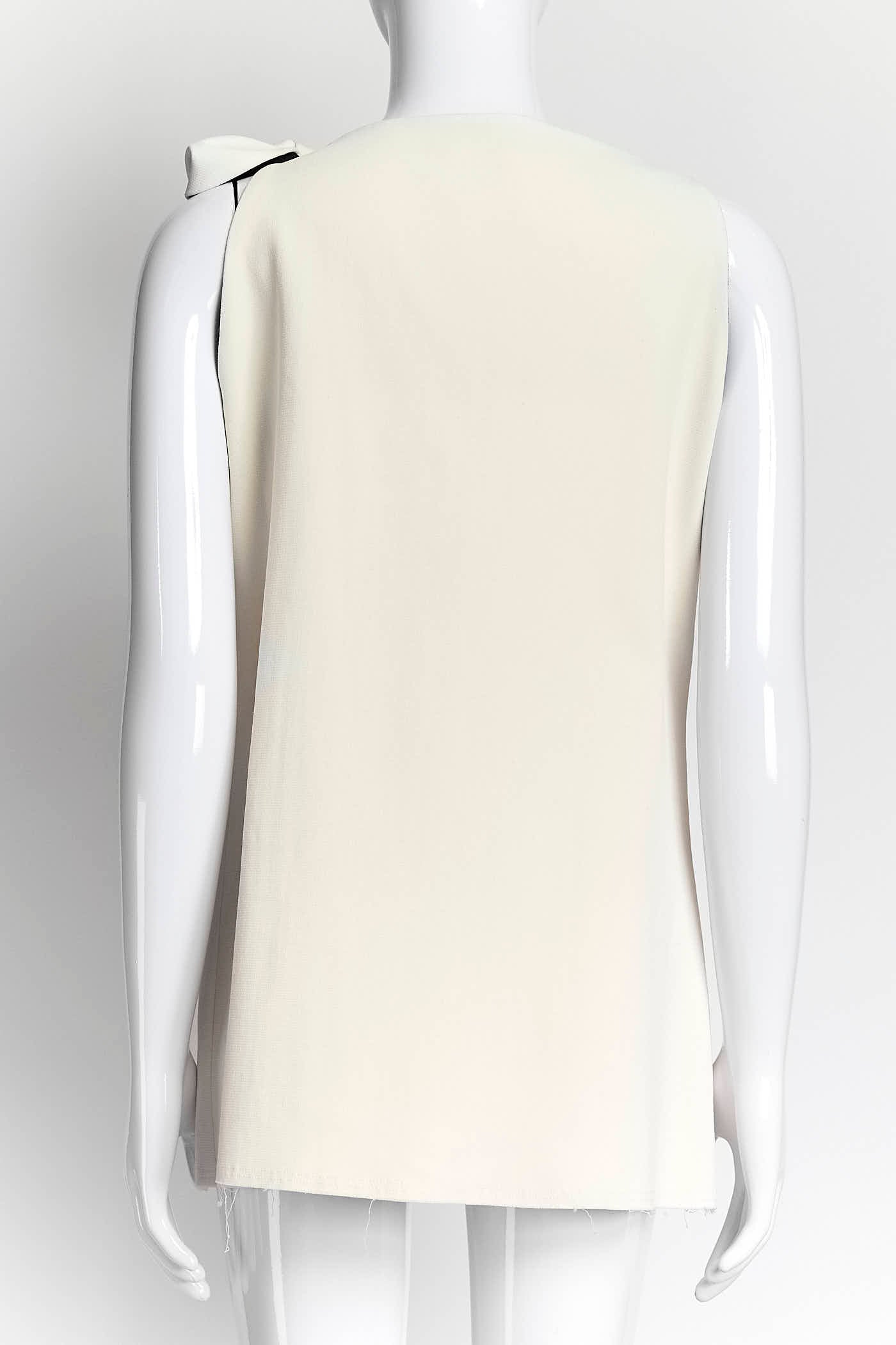 Lanvin Cream Sleeveless Top with Bow Detail 40