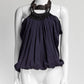 Lanvin Navy Knotted Neck Blouse 42